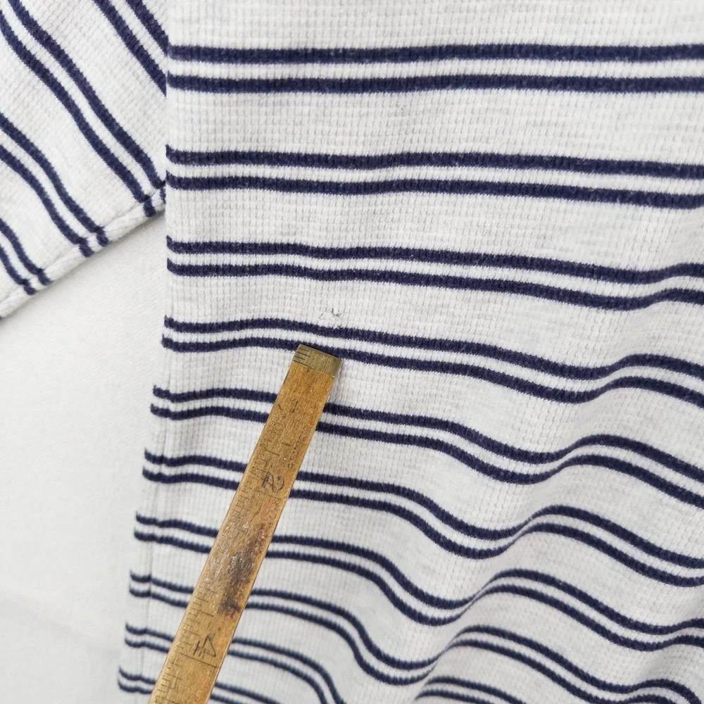 Chaps Ralph Lauren Men's XL Gray Blue Stripe Henley Shirt Long Sleeve *Pinhole